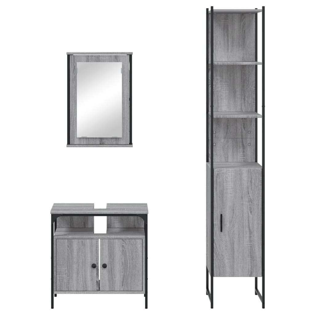 3 Piece Bathroom Furniture Set Engineered Wood