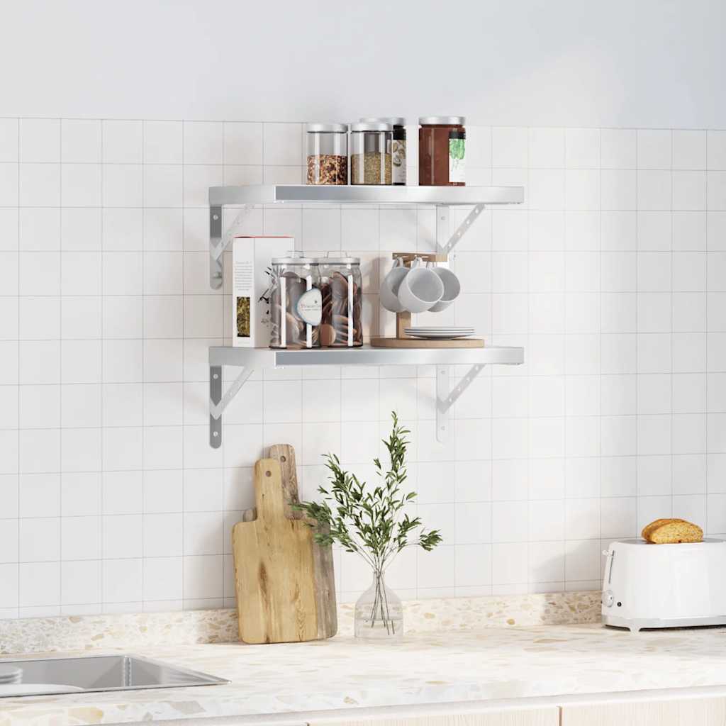 Wall Shelves 2 Pcs Stainless Steel