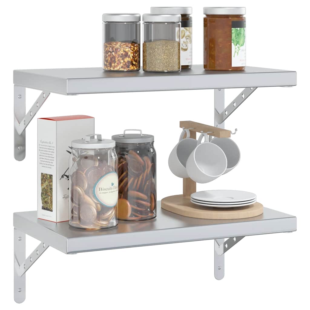 Wall Shelves 2 Pcs Stainless Steel