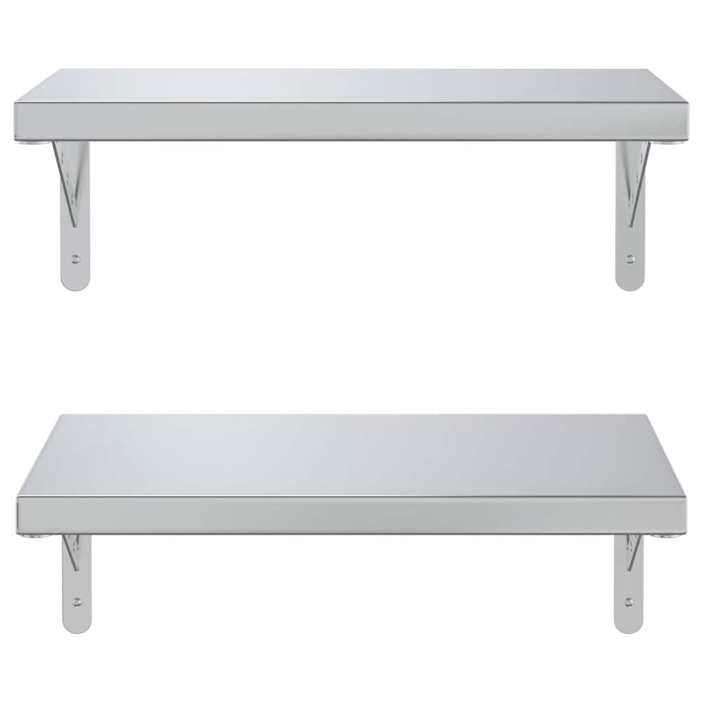 Wall Shelves 2 Pcs Stainless Steel