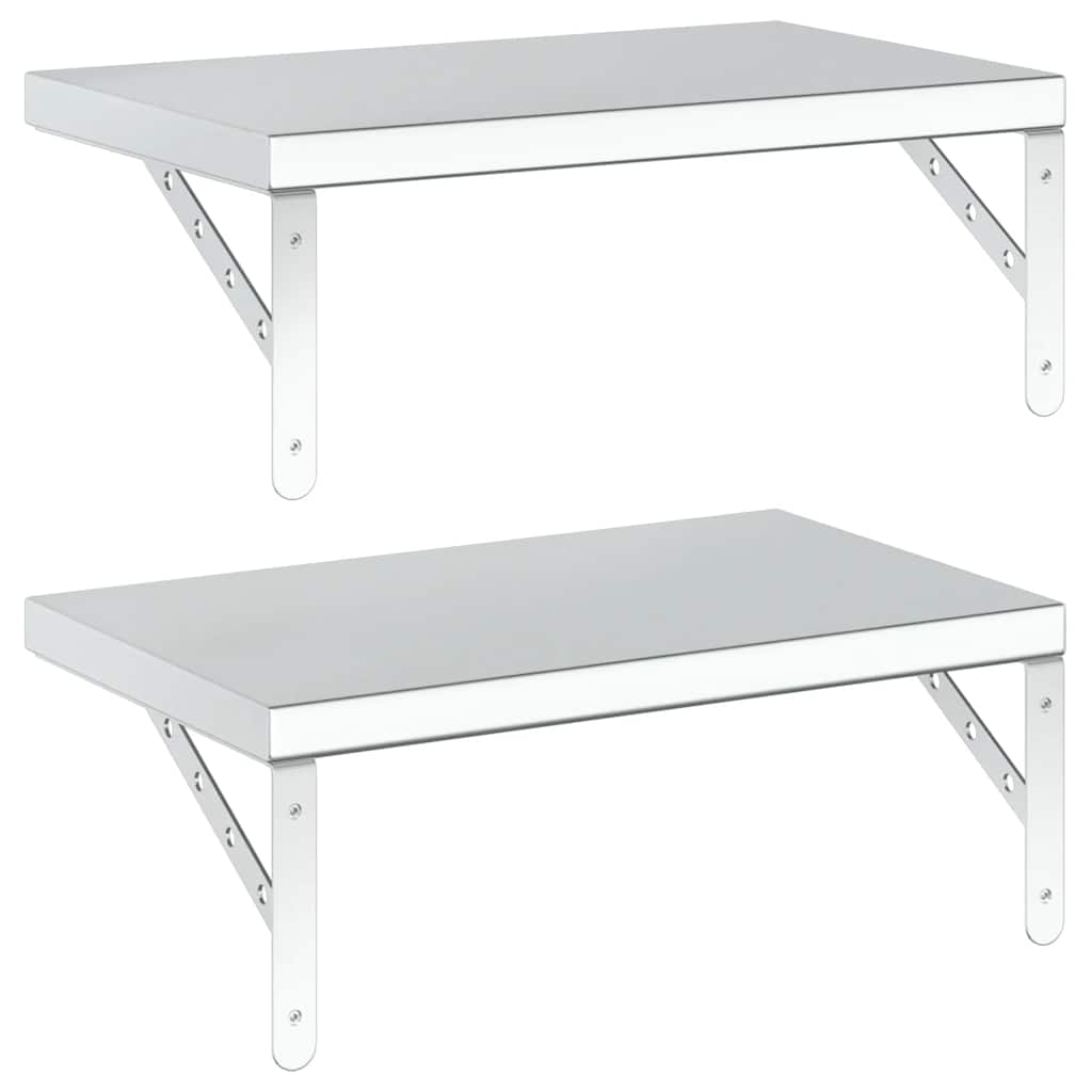 Wall Shelves 2 Pcs Stainless Steel