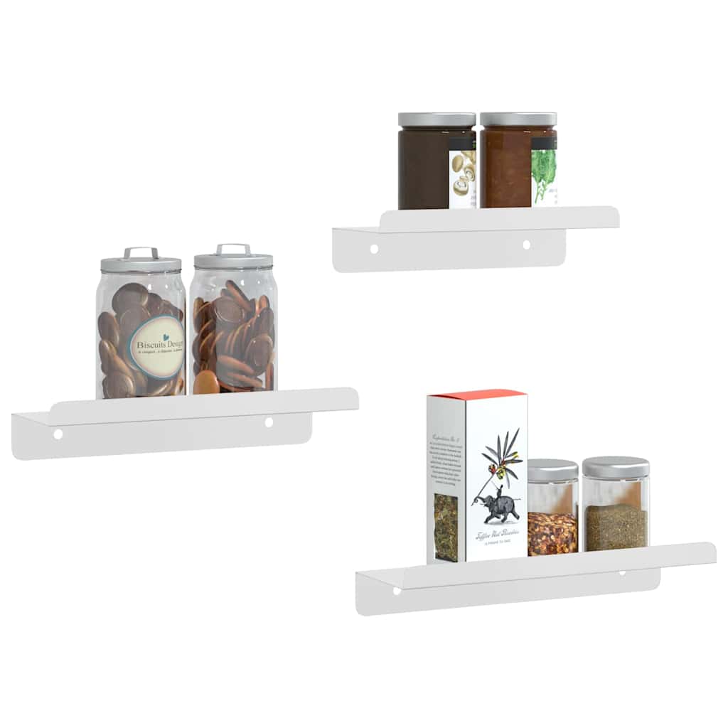 Wall Shelf 3x Stainless Steel Shelves Floating Storage Display Kitchen Silver 30