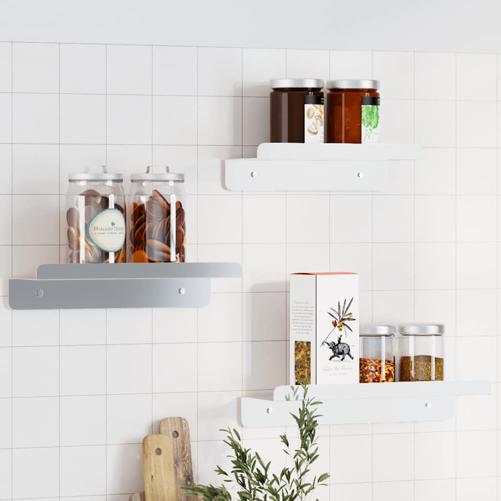 Wall Shelf 3x Stainless Steel Shelves Floating Storage Display Kitchen Silver 30