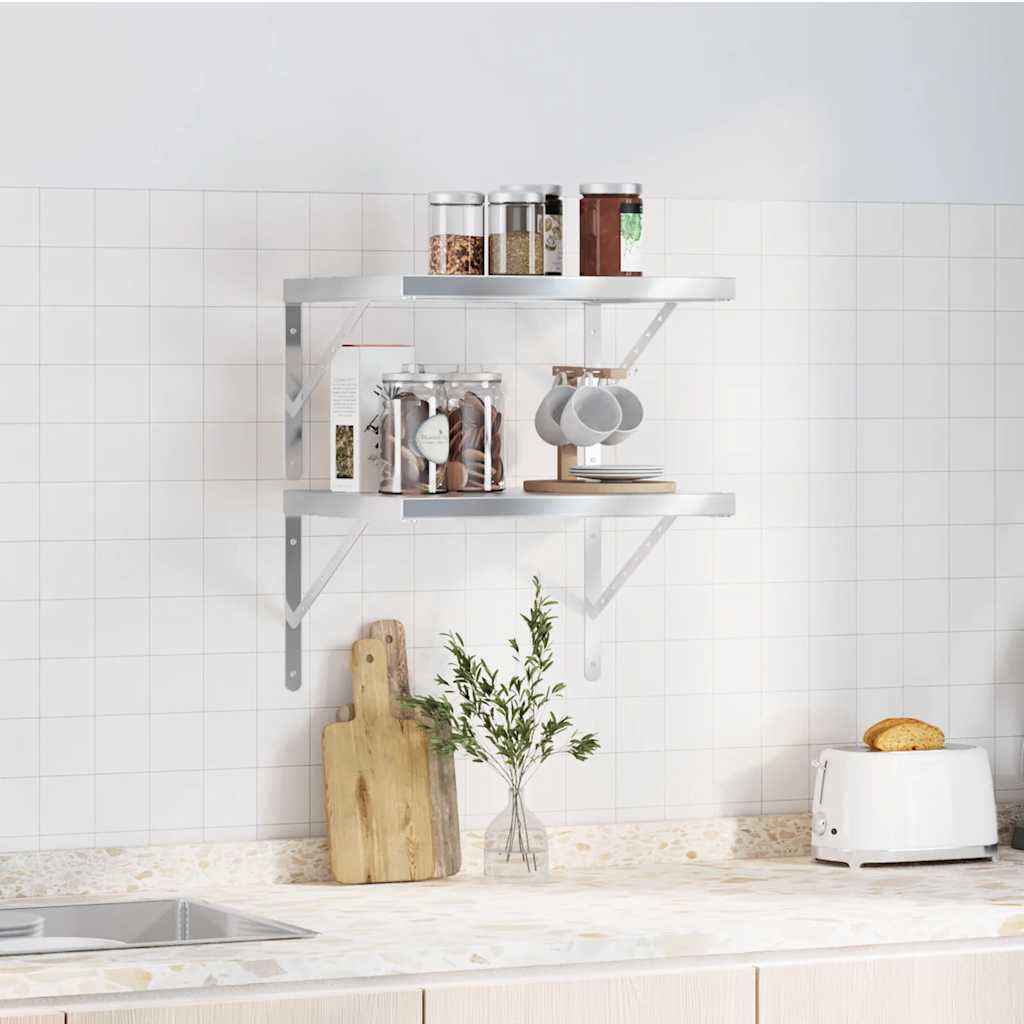 Wall Shelves 2 Pcs Stainless Steel