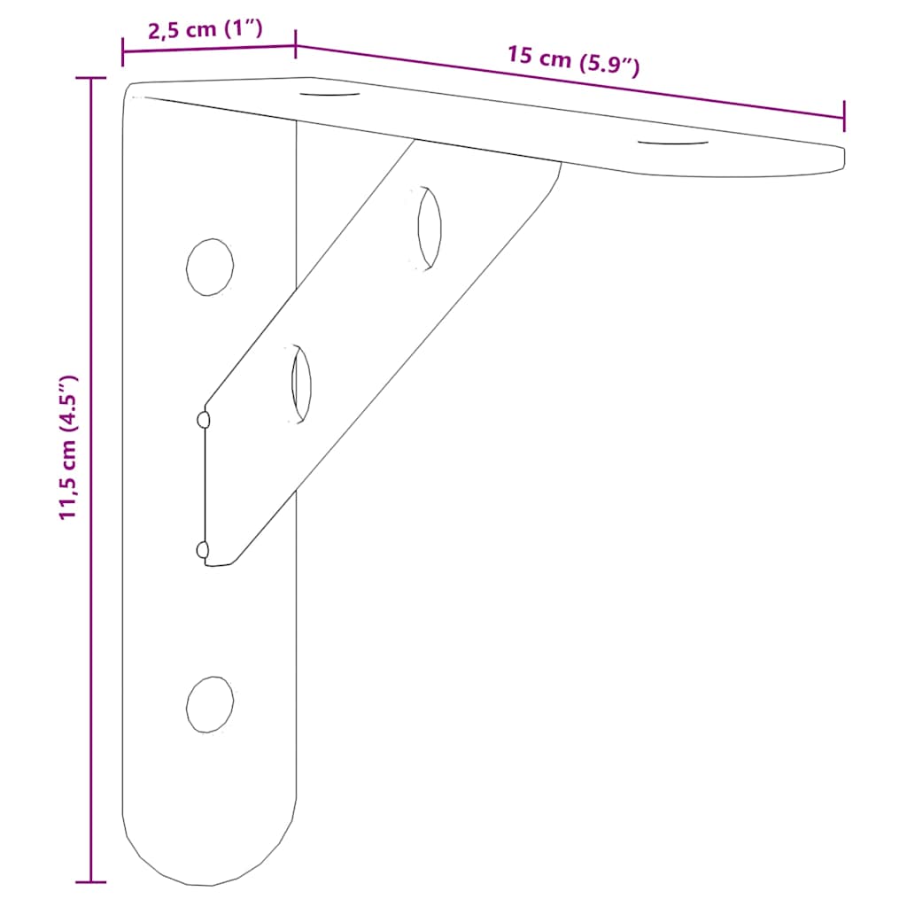 Shelf Brackets 4 Pcs Stainless Steel