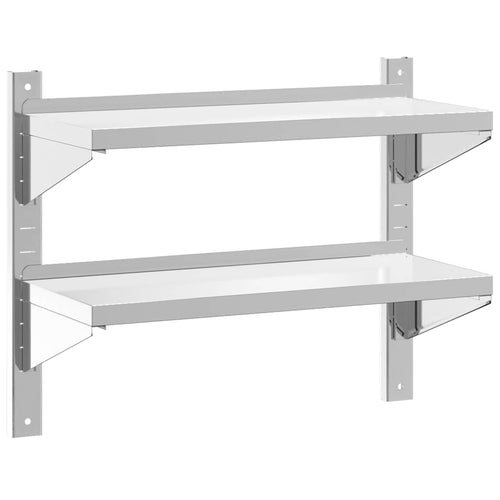 2-Tier Wall Shelf Silver Stainless Steel