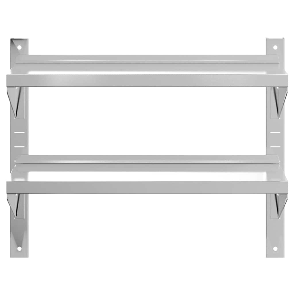 2-Tier Wall Shelf Silver Stainless Steel