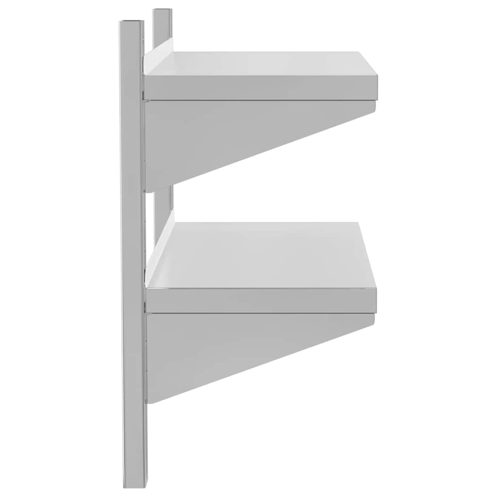 2-Tier Wall Shelf Silver Stainless Steel