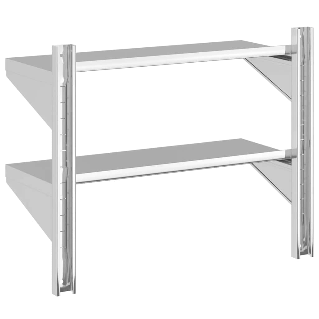 2-Tier Wall Shelf Silver Stainless Steel