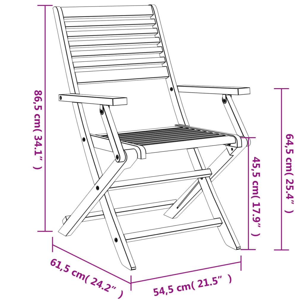 Folding Garden Chairs 8 Pcs 54.5X61.5X86.5 Cm Solid Wood Acacia
