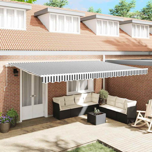 Manual Retractable Awning Anthracite&White 500X300 Cm