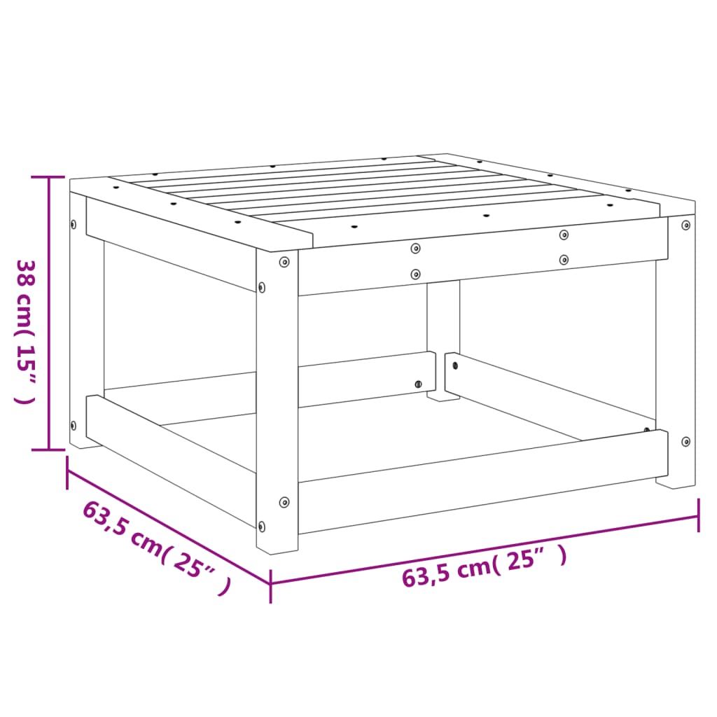 Garden Footstool | Natural Pine | Treated Pine Wood | 63.5 Cm | Modular