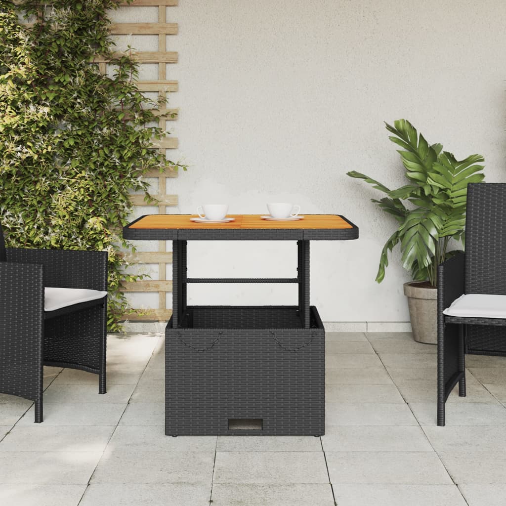 Outdoor Table Garden Poly Rattan Acacia Wood black beige grey PE rattan