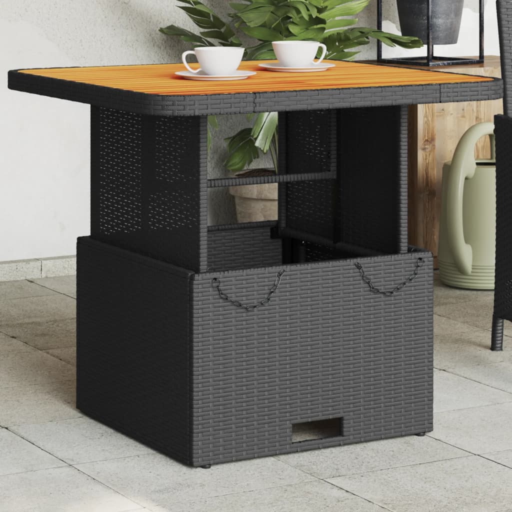 Outdoor Table Garden Poly Rattan Acacia Wood black beige grey PE rattan
