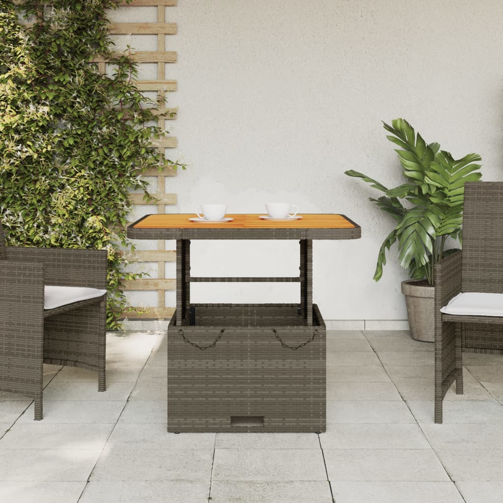 Outdoor Table Garden Poly Rattan Acacia Wood black beige grey PE rattan