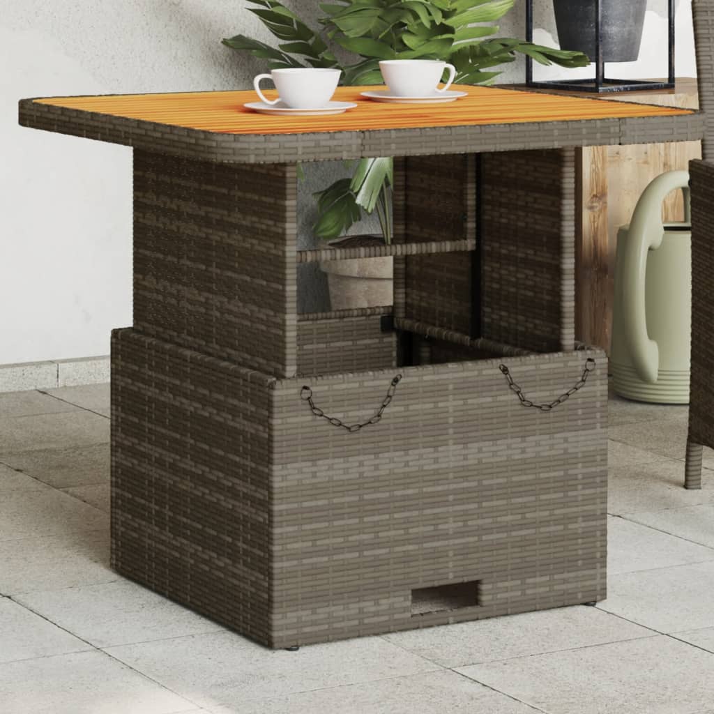 Garden Table Poly Rattan And Acacia Wood