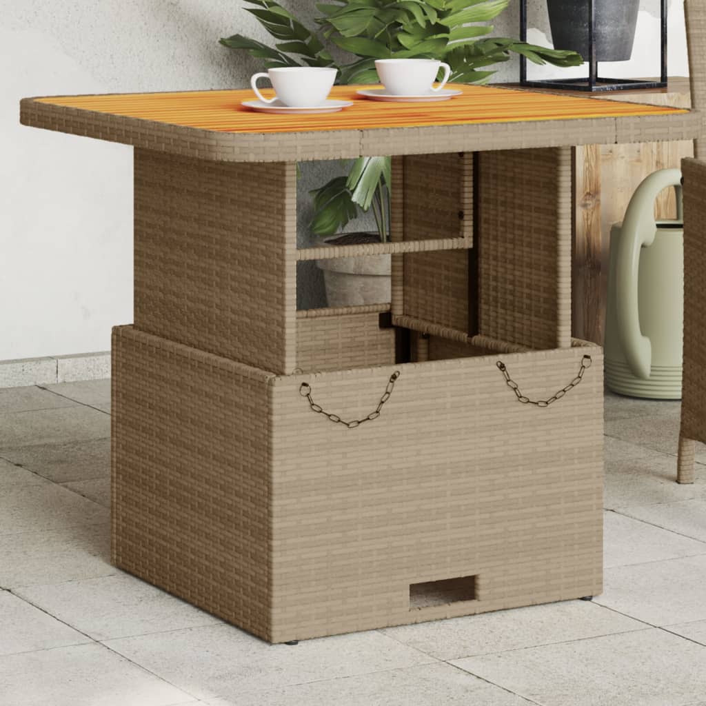 Garden Table Poly Rattan And Acacia Wood