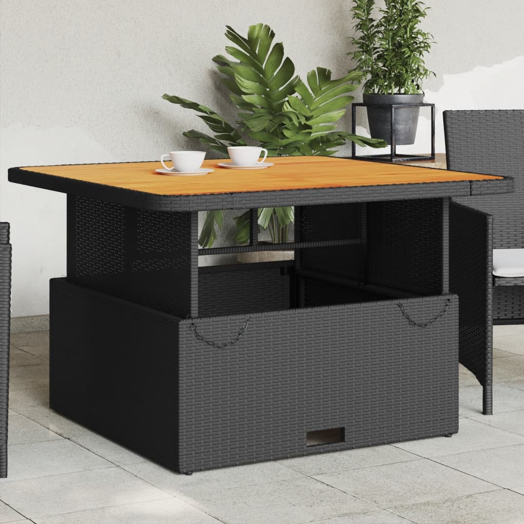 Garden Table Poly Rattan And Acacia Wood