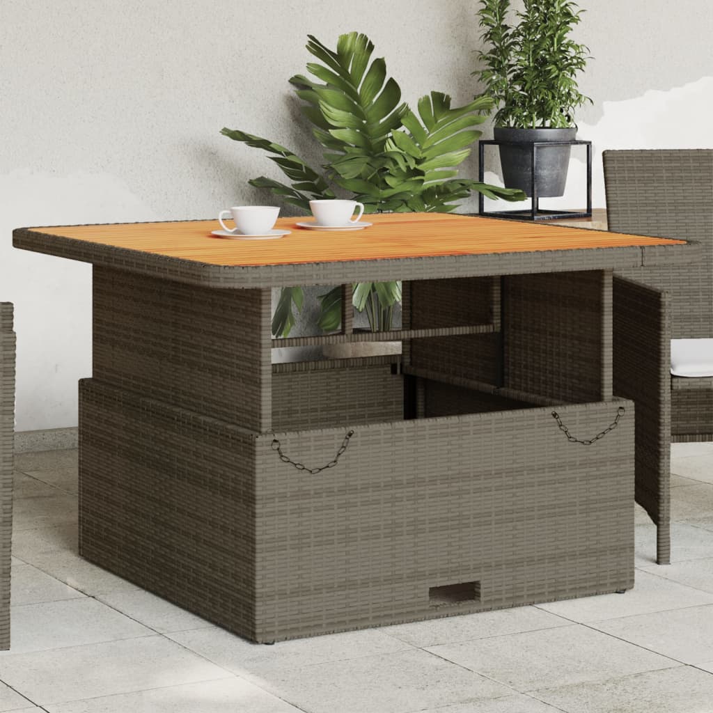 Garden Table Poly Rattan And Acacia Wood