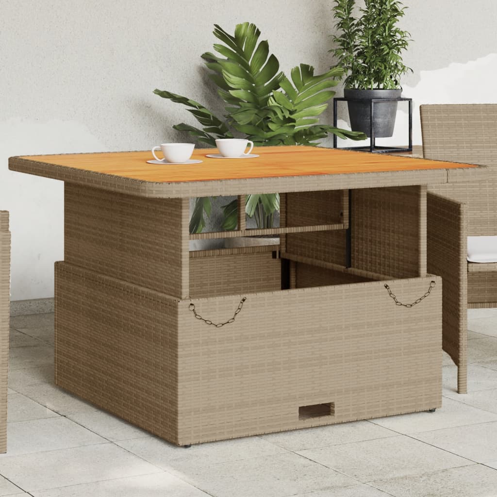 Garden Table Poly Rattan And Acacia Wood