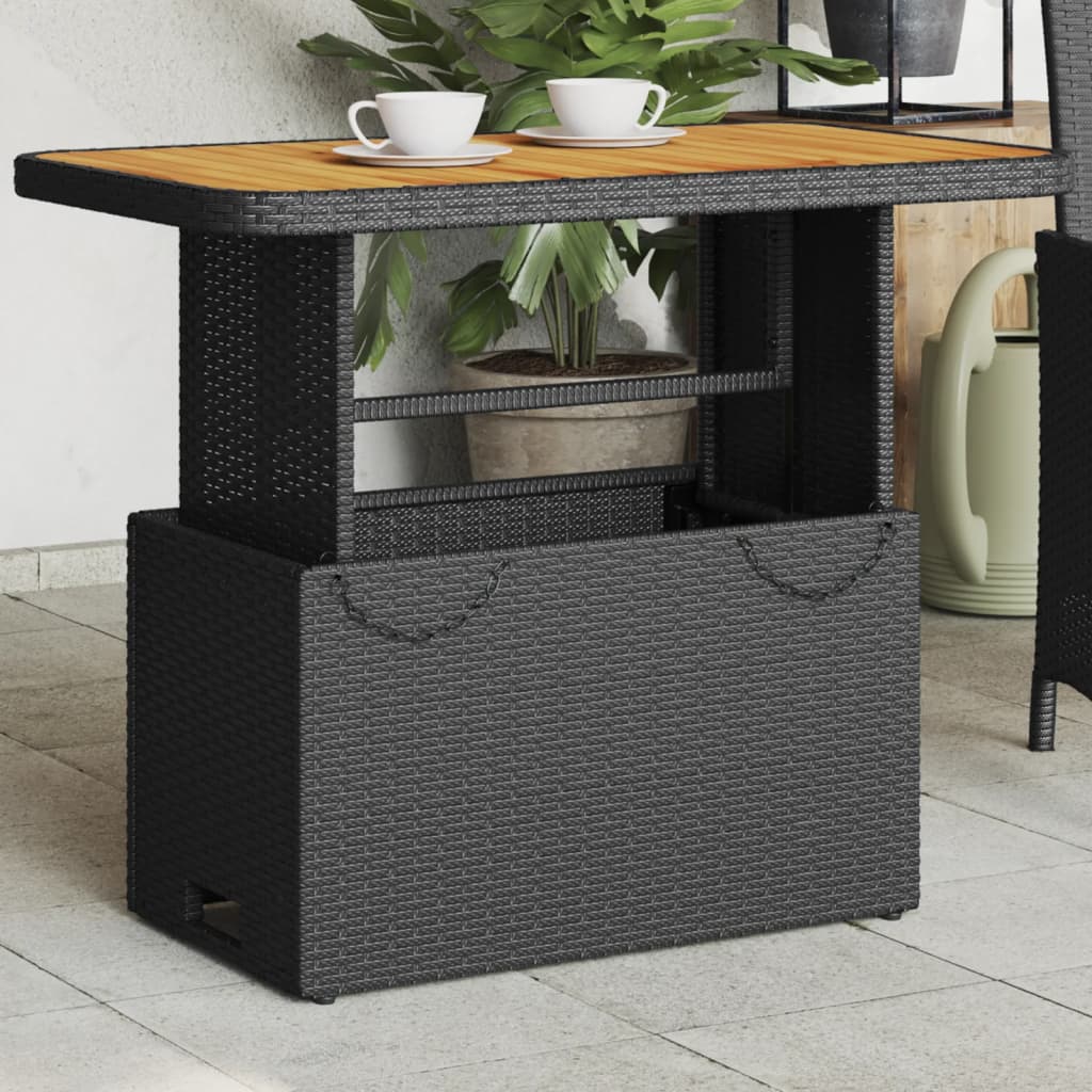 Garden Table Poly Rattan And Acacia Wood