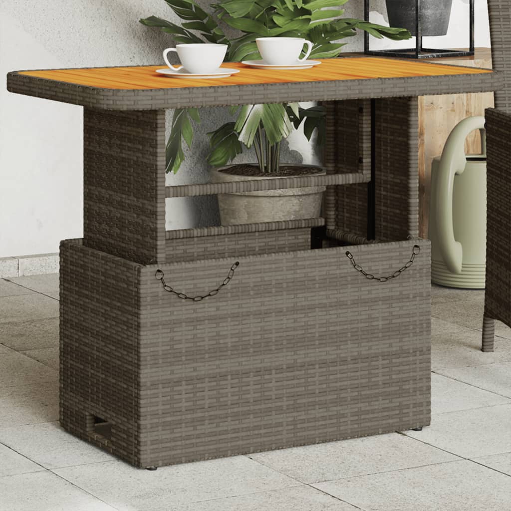 Garden Table Poly Rattan And Acacia Wood