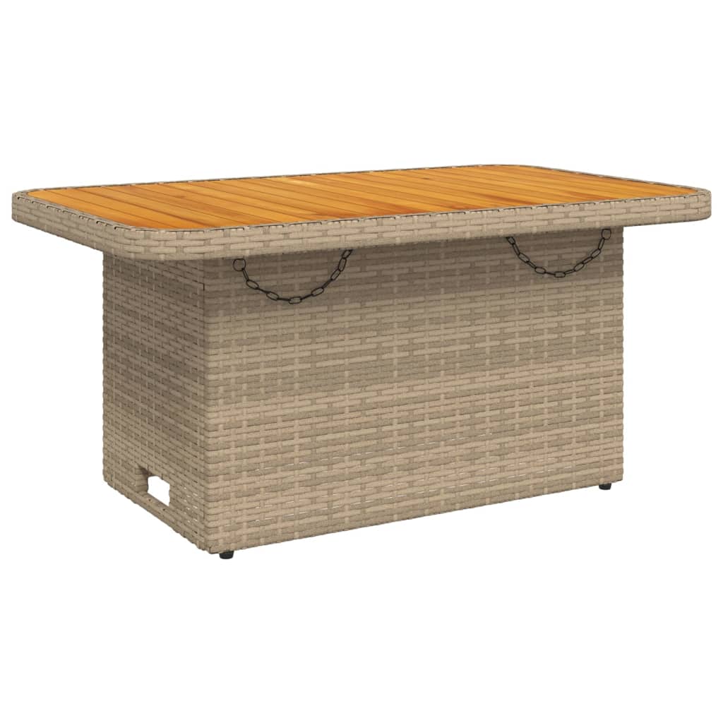 Garden Table Poly Rattan And Acacia Wood