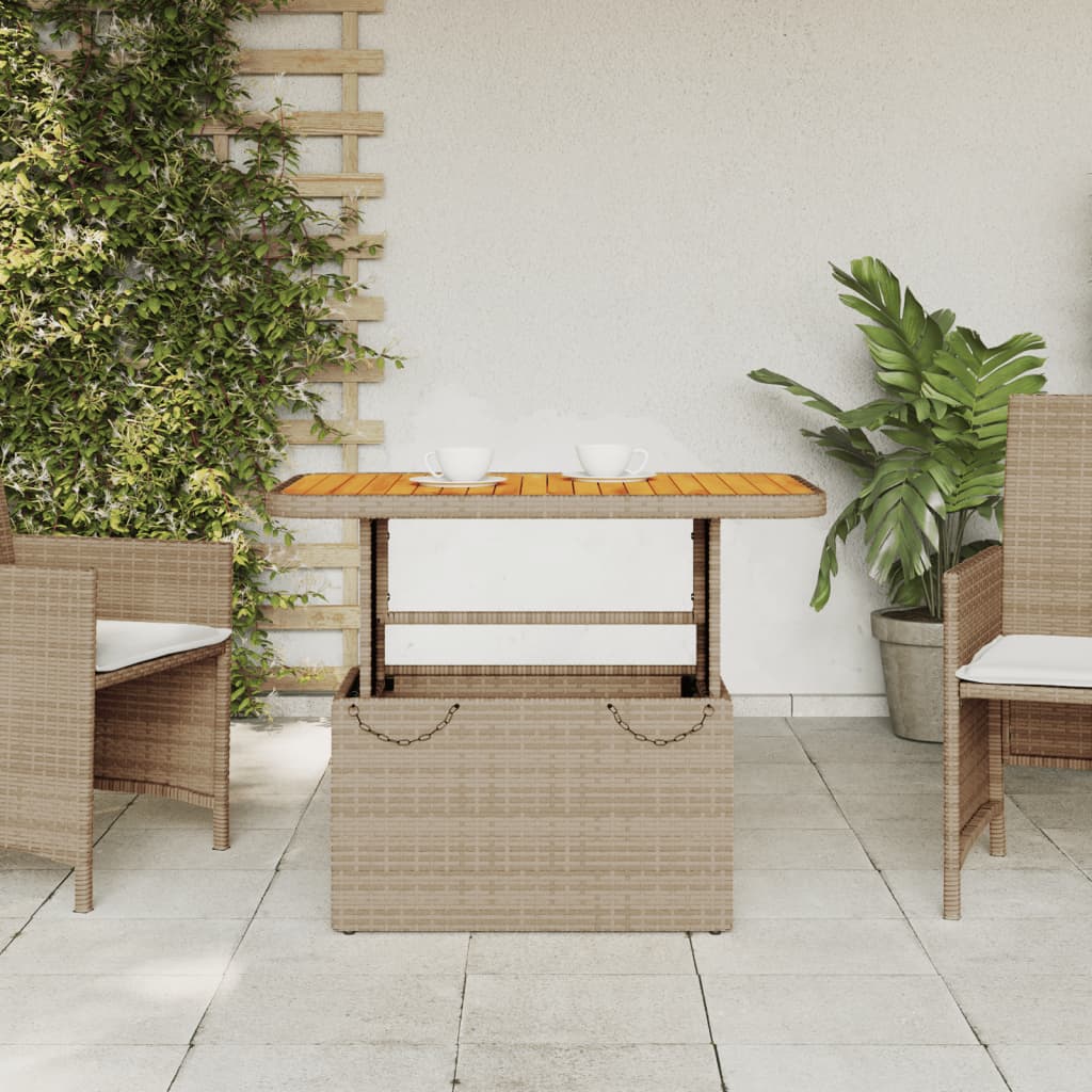 Garden Table Poly Rattan And Acacia Wood
