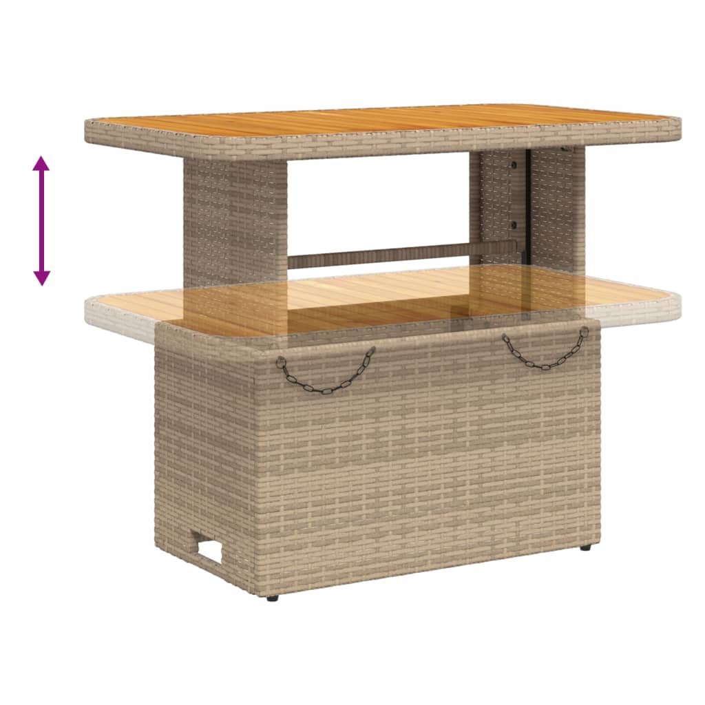 Garden Table Poly Rattan And Acacia Wood