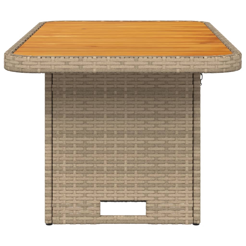 Garden Table Poly Rattan And Acacia Wood