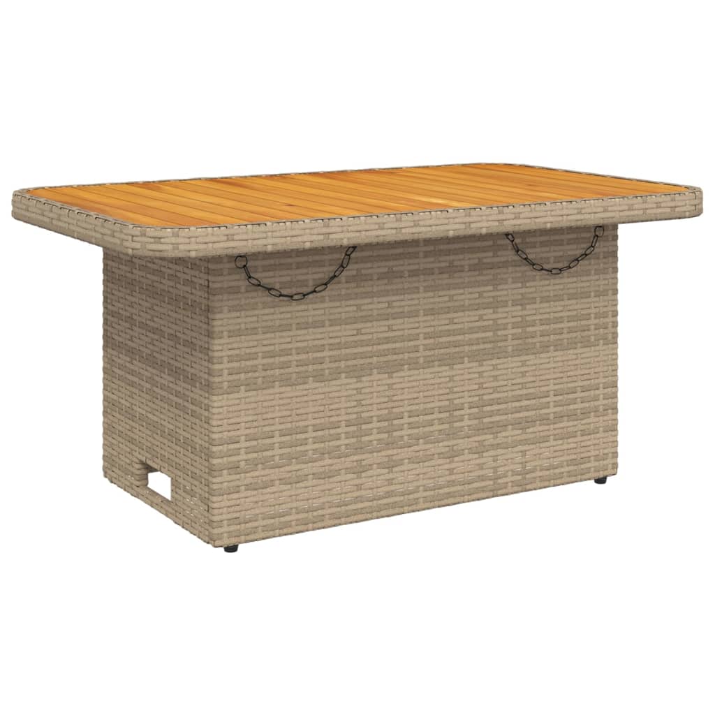 Garden Table Poly Rattan And Acacia Wood