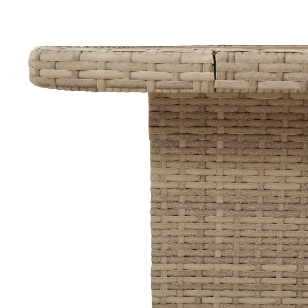 Garden Table Poly Rattan And Acacia Wood