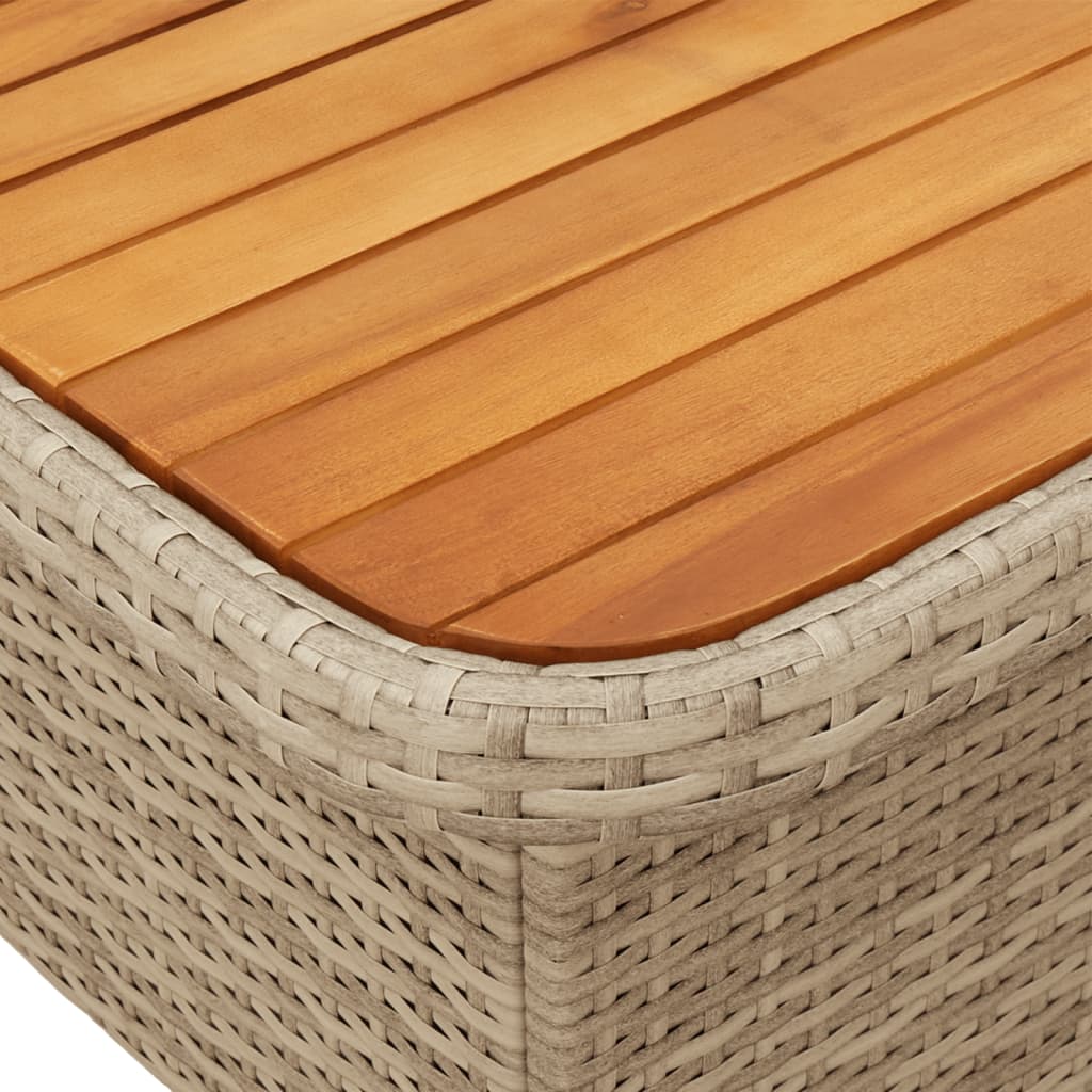 Garden Table Poly Rattan And Acacia Wood