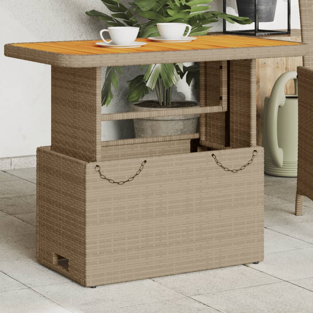Garden Table Poly Rattan And Acacia Wood