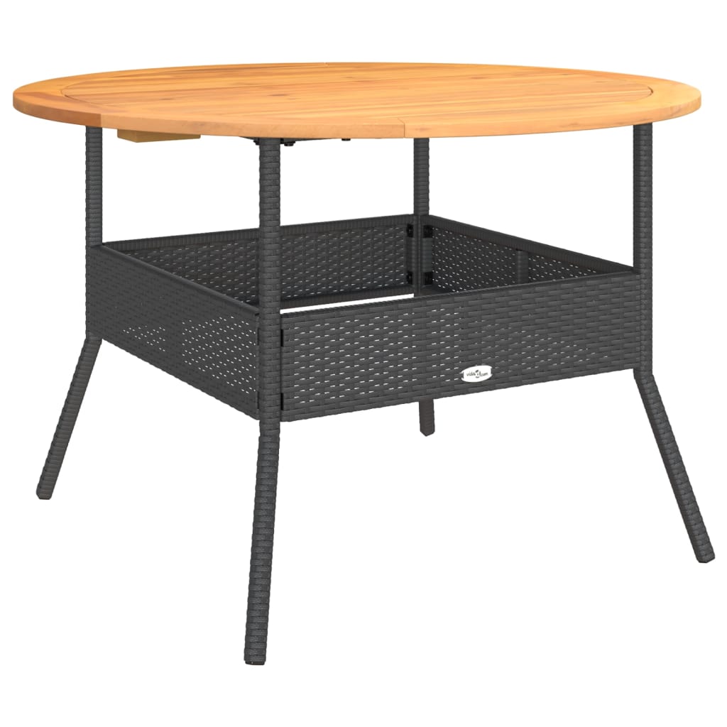 Outdoor Table Garden Acacia Wood Top Ø110X71 Cm Poly Rattan grey black beige