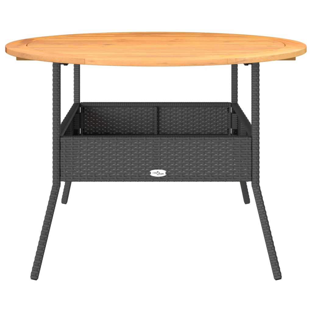 Outdoor Table Garden Acacia Wood Top Ø110X71 Cm Poly Rattan grey black beige