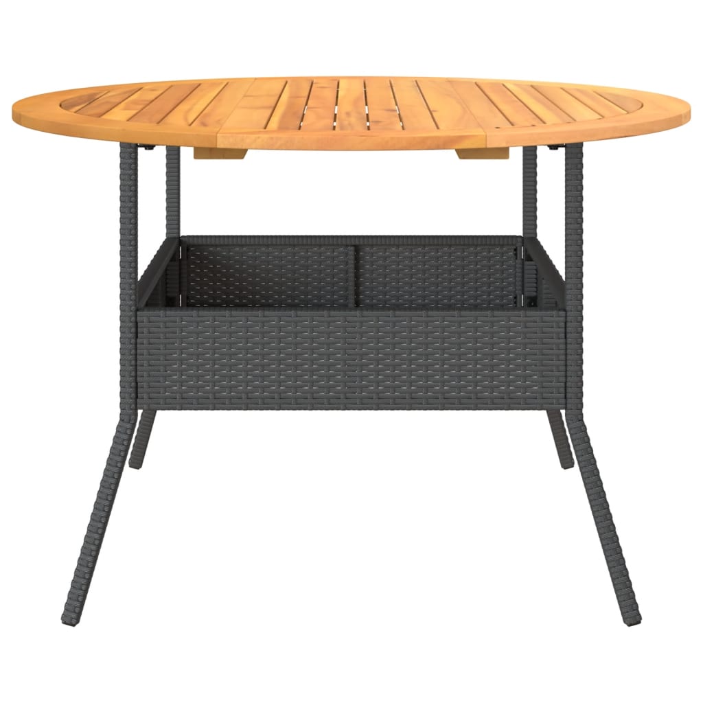 Outdoor Table Garden Acacia Wood Top Ø110X71 Cm Poly Rattan grey black beige