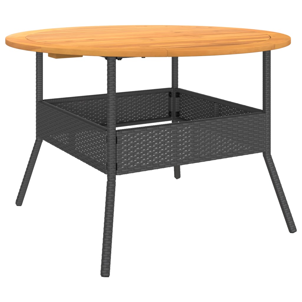 Outdoor Table Garden Acacia Wood Top Ø110X71 Cm Poly Rattan grey black beige