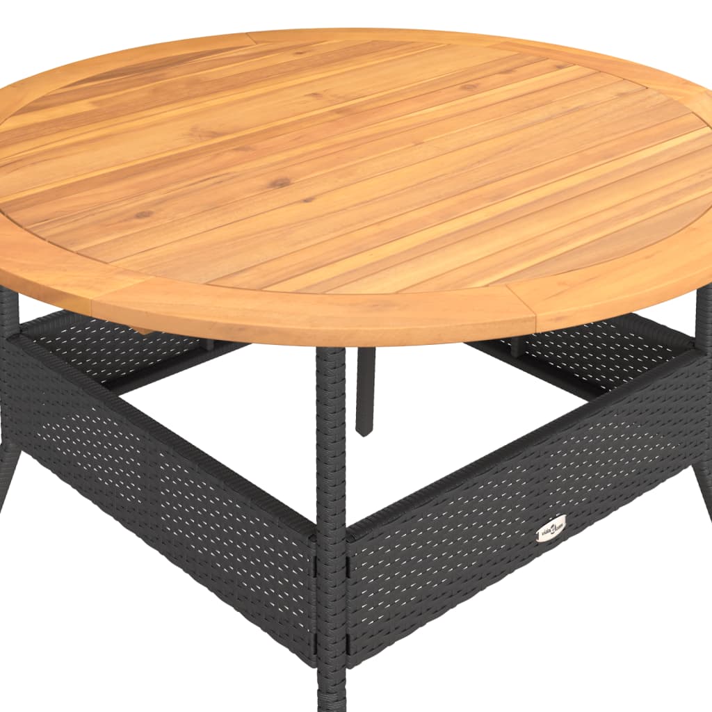 Outdoor Table Garden Acacia Wood Top Ø110X71 Cm Poly Rattan grey black beige