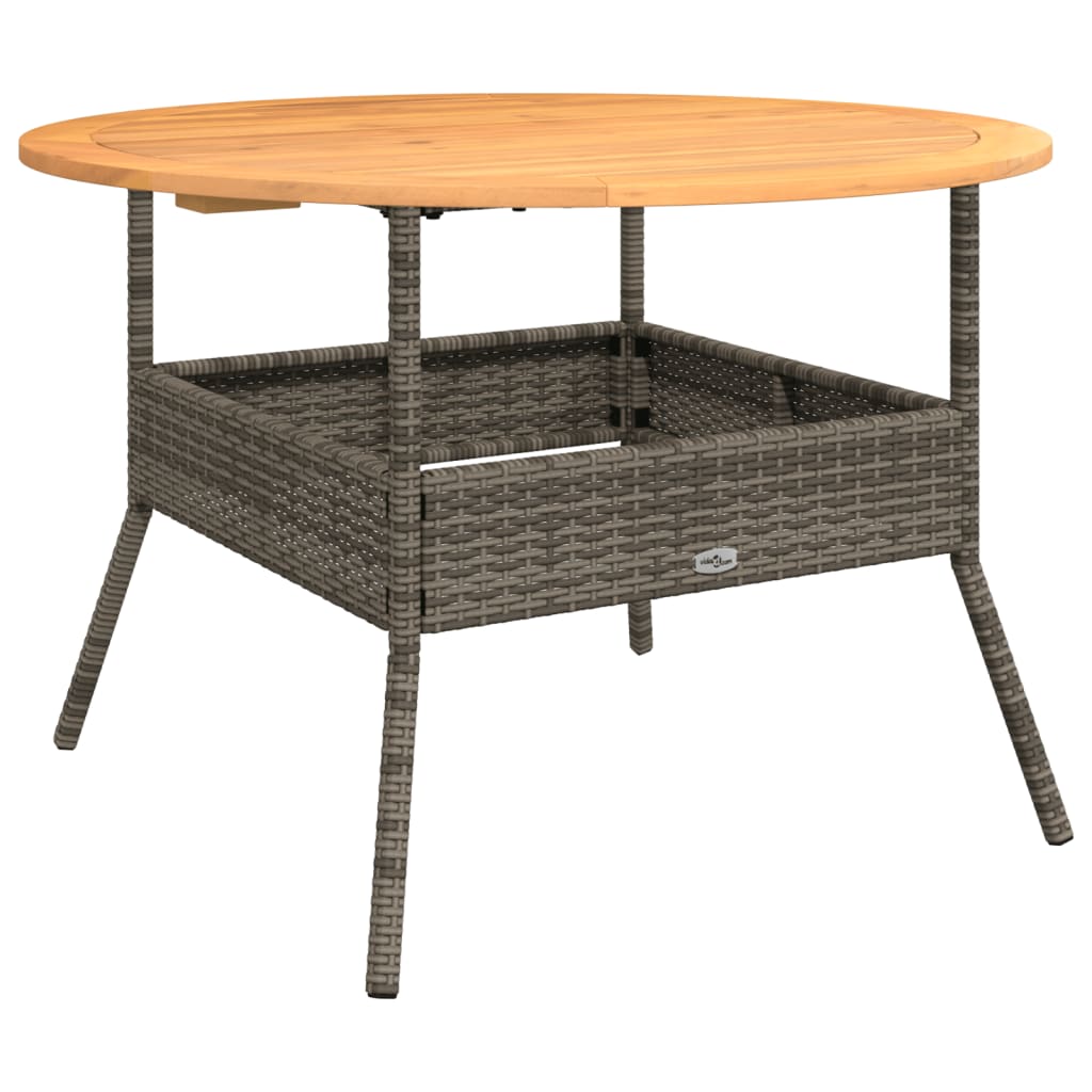 Outdoor Table Garden Acacia Wood Top Ø110X71 Cm Poly Rattan grey black beige