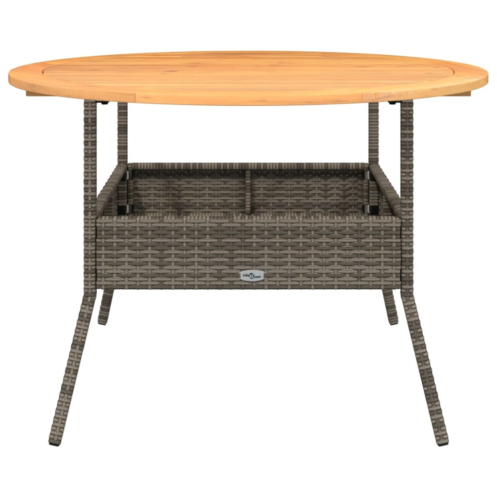 Outdoor Table Garden Acacia Wood Top Ø110X71 Cm Poly Rattan grey black beige
