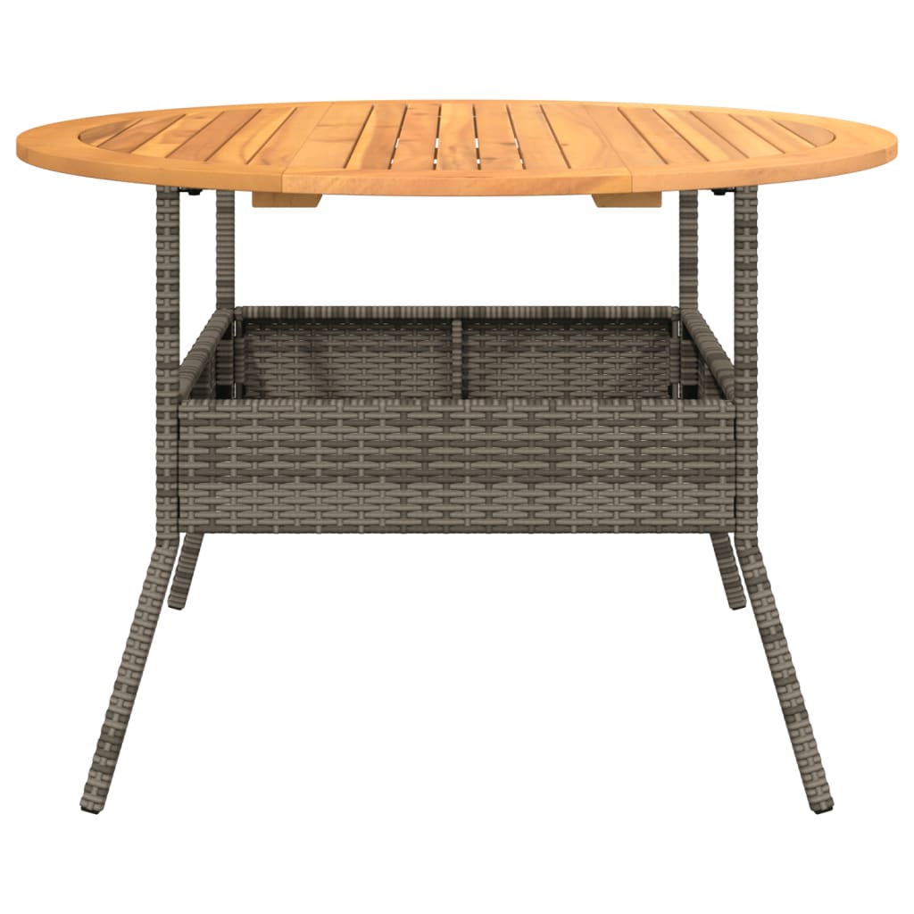 Outdoor Table Garden Acacia Wood Top Ø110X71 Cm Poly Rattan grey black beige