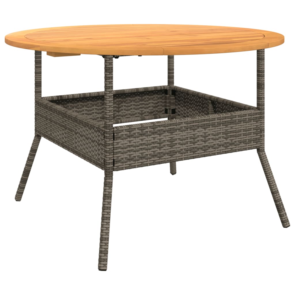 Outdoor Table Garden Acacia Wood Top Ø110X71 Cm Poly Rattan grey black beige