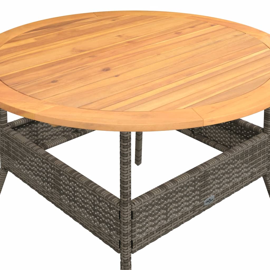 Outdoor Table Garden Acacia Wood Top Ø110X71 Cm Poly Rattan grey black beige