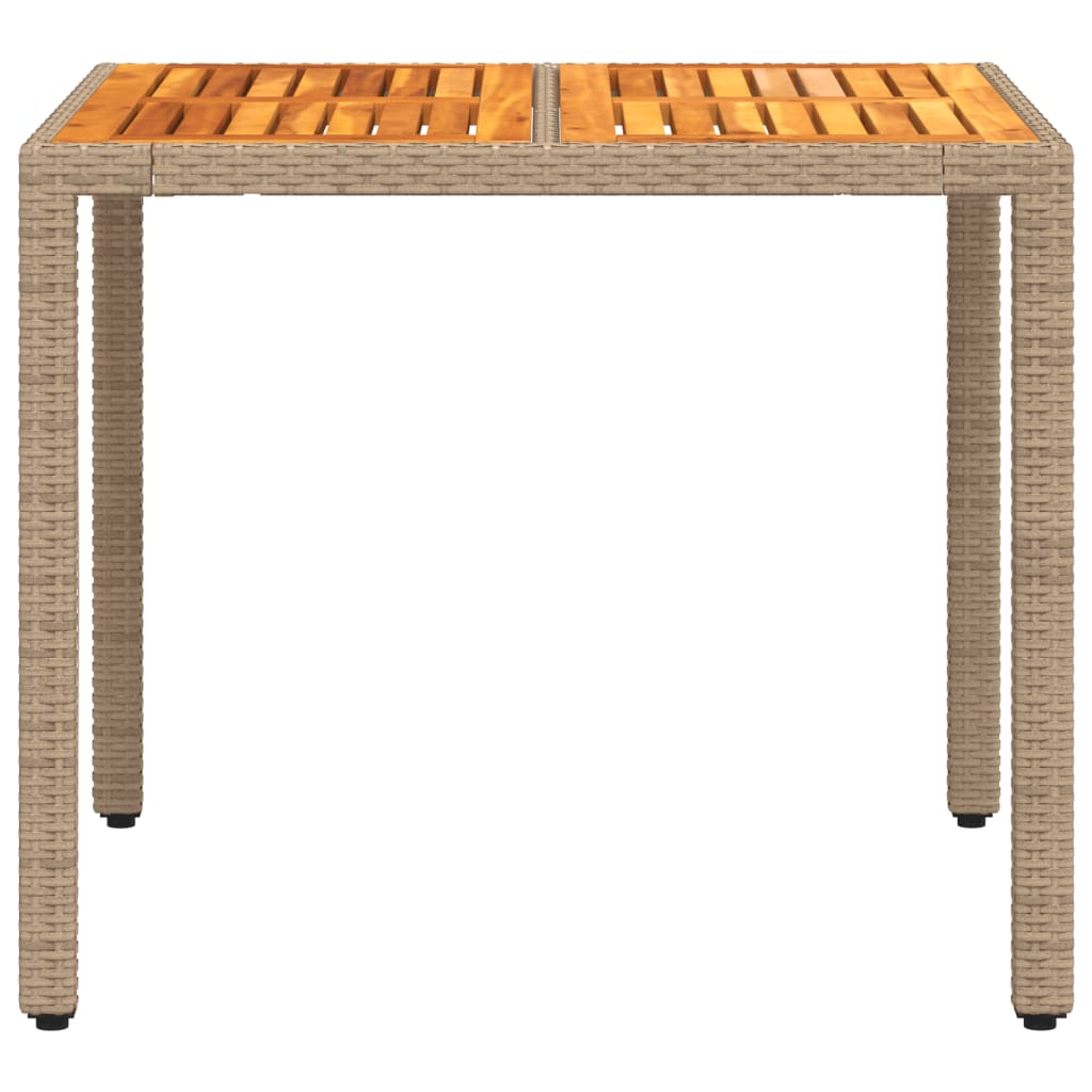 Outdoor Table Garden Poly Rattan Acacia Wood beige black grey PE rattan 90 cm