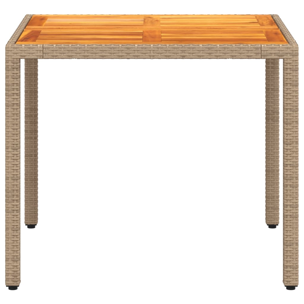 Outdoor Table Garden Poly Rattan Acacia Wood beige black grey PE rattan 90 cm