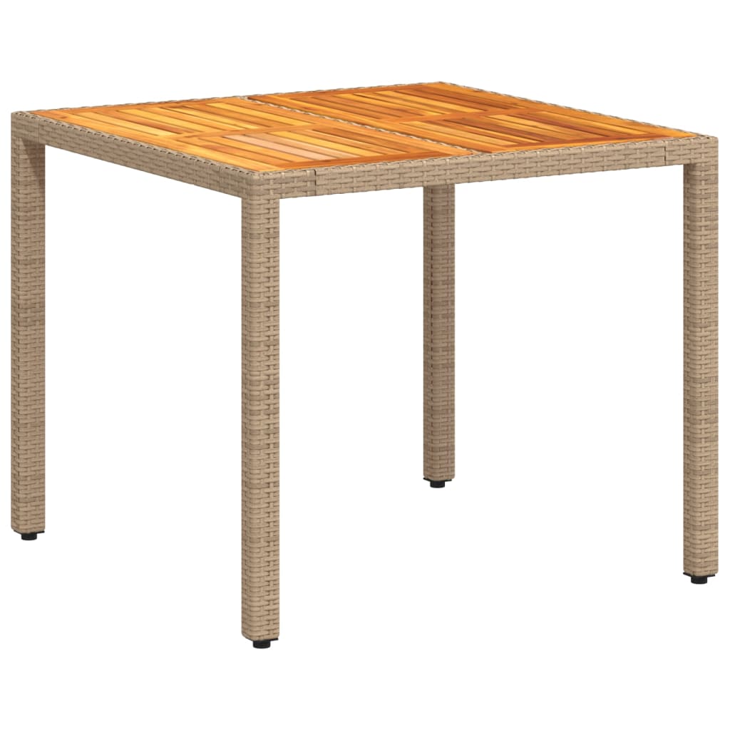 Outdoor Table Garden Poly Rattan Acacia Wood beige black grey PE rattan 90 cm