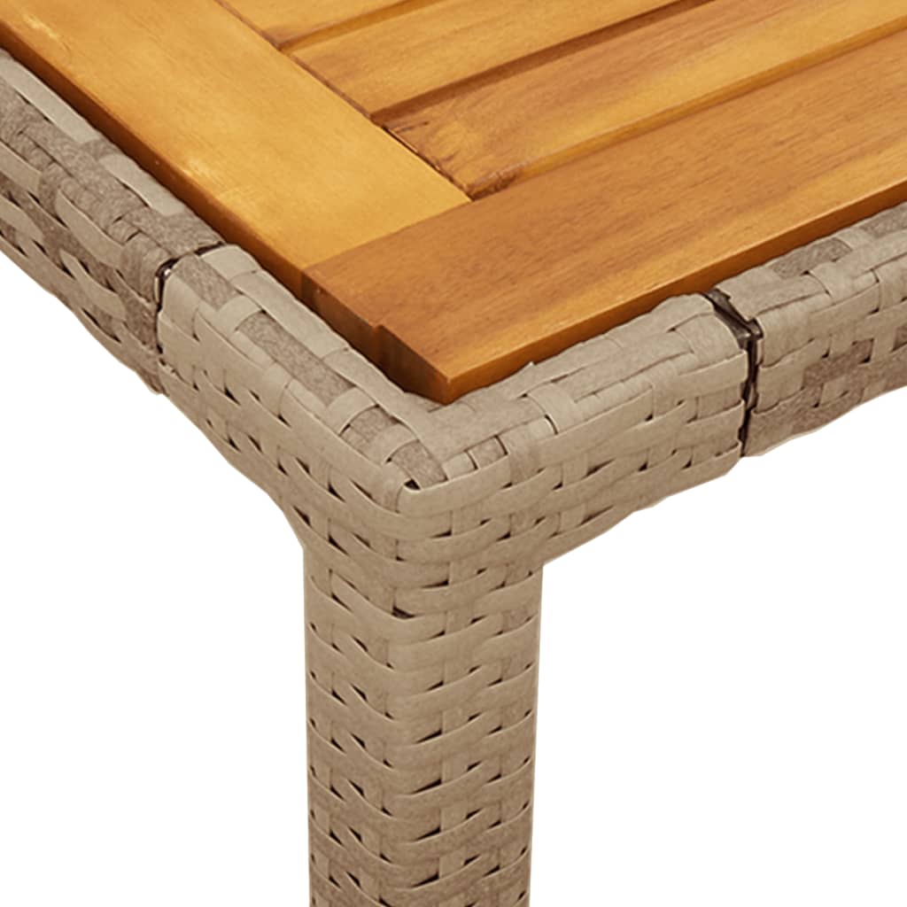 Outdoor Table Garden Poly Rattan Acacia Wood beige black grey PE rattan 90 cm