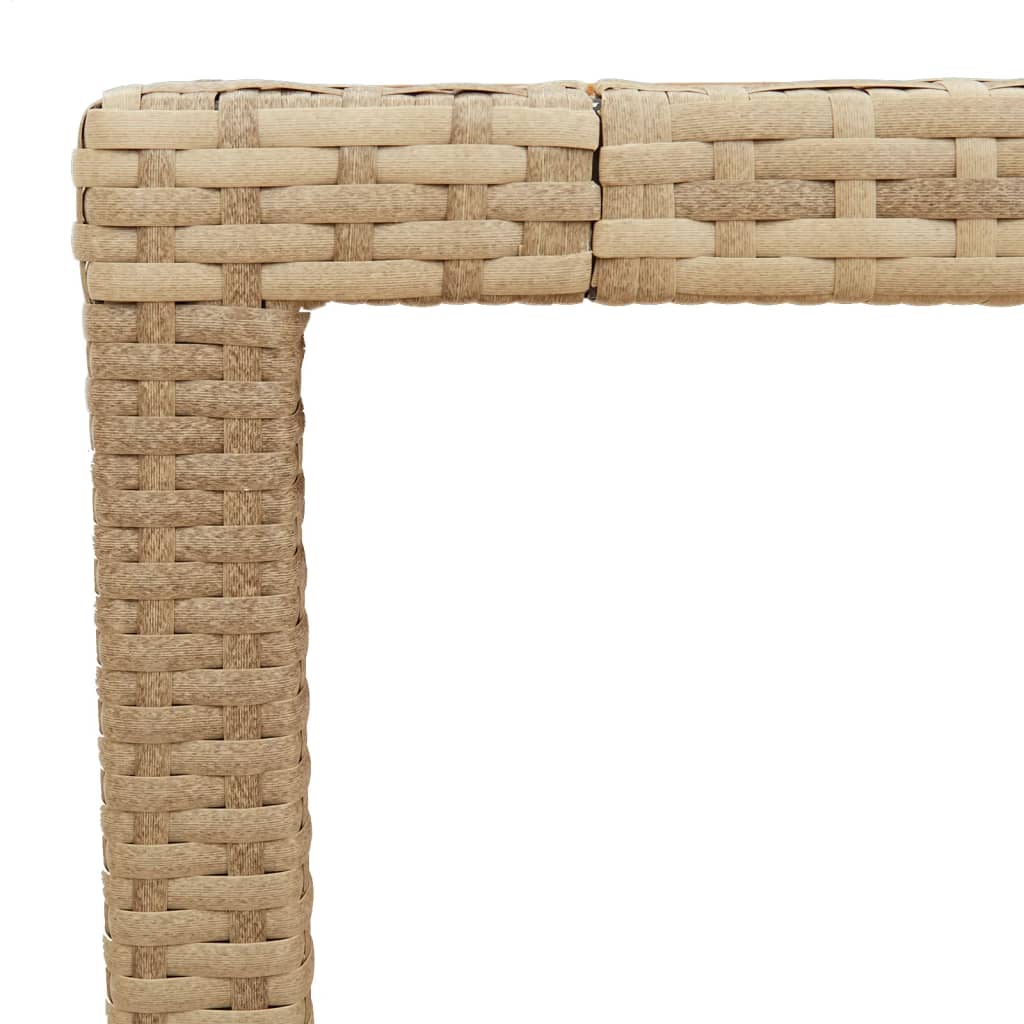 Outdoor Table Garden Poly Rattan Acacia Wood beige black grey PE rattan 90 cm
