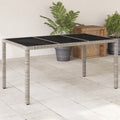 Garden Table With Glass Top 150X90X75 Cm Poly Rattan